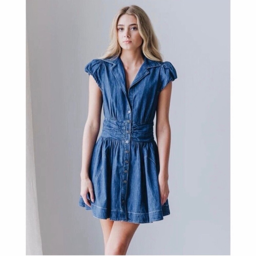 Free People Blue Denim Button-Down Dress